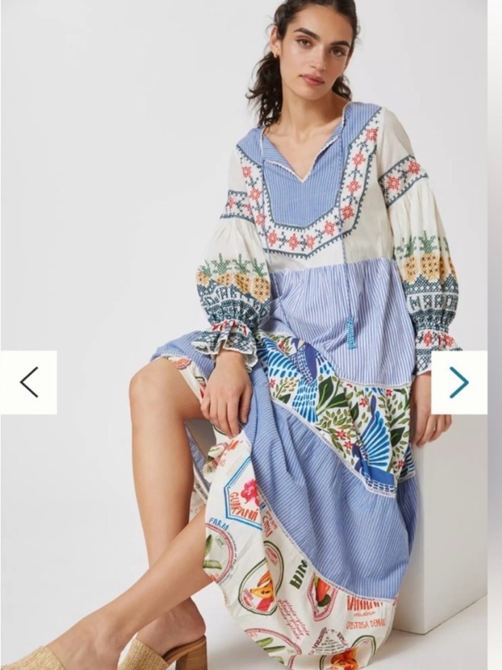 NWOT Farm Rio 💯 cotton embroidered maxi dress